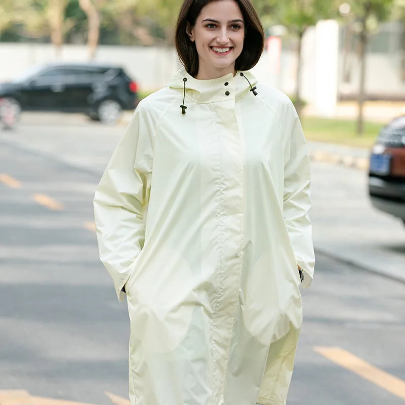 Custom Adults Rainsuit Hood Drawstring Raincoat Poncho Waterproof Polyester Travel Hiking Featuring Customizable Logo Decoration