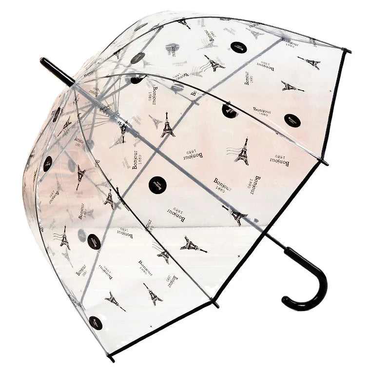 Gossip Girl Princess Umbrella Thickened Transparent Automatic Apollo Mushroom Umbrella Eiffel Tower Plastic Umbrella