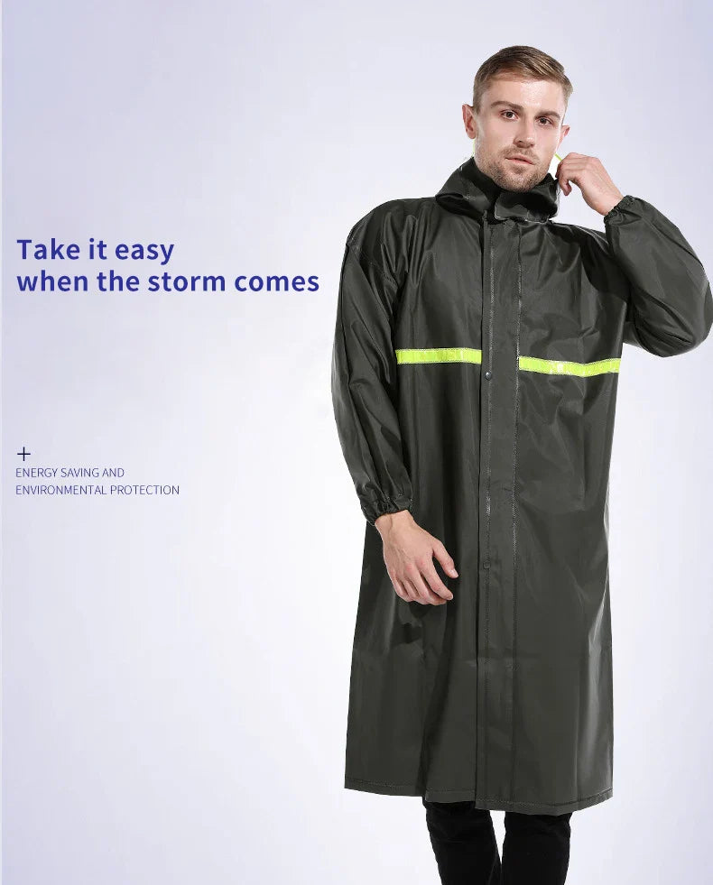 Knitted Fabrics PVC Rain Coats Rain Pants  Breathable  Raincoat Wholesalers Green Reflective Motorcycle Raincoat for Outdoor Secondary image