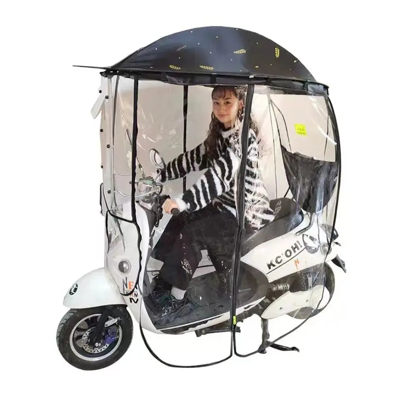 Full Covered Electric Bike Umbrella Outdoor Windproof Sunshade Cover Motorcycle Umbrella Motor Bike Canopy