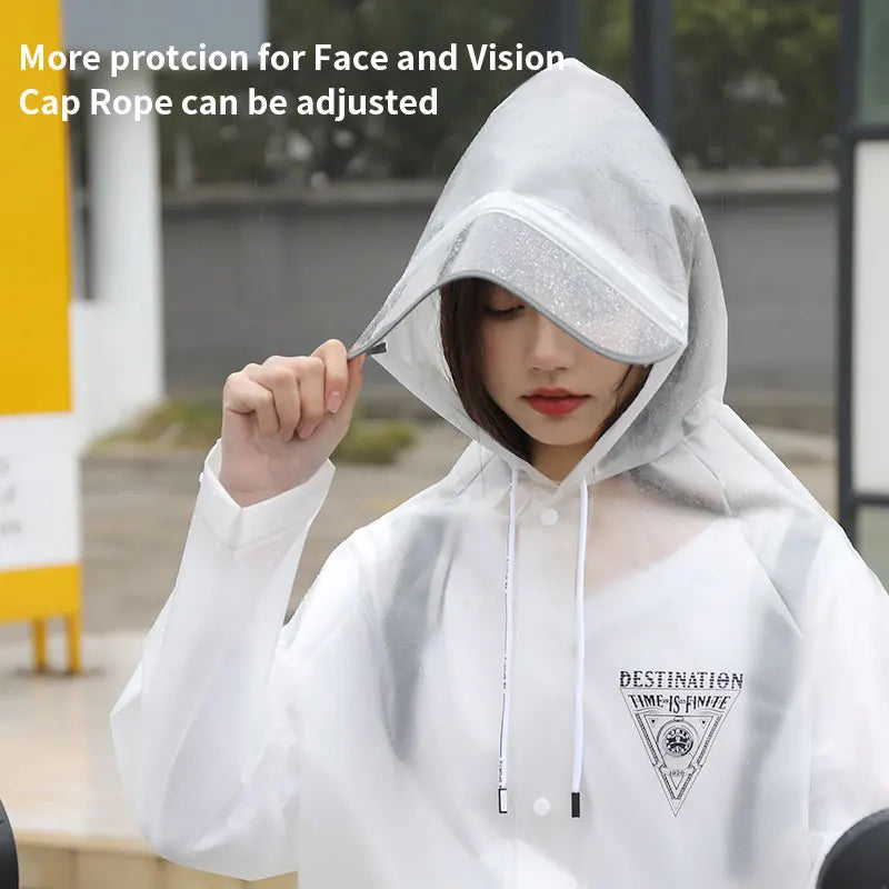 Hot Selling Factory Supply Women's Waterproof Rain Jacket High Quality EVA Printed Reusable Hooded Raincoat for Travel Cycling