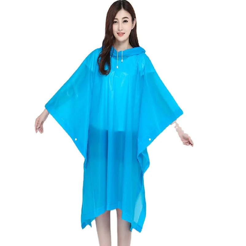 Custom Logo Adult EVA Outdoor Waterproof Raincoat Hooded Poncho Rainwear Travel Reusable Windproof Jacket Bicycle Riding Girls Main image