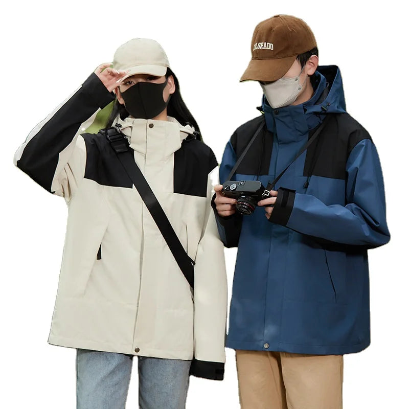 New Arrival Fashionable Hooded Rain Jacket Waterproof Polyester and PU Material for Hiking and Traveling Couple Raincoat Secondary image