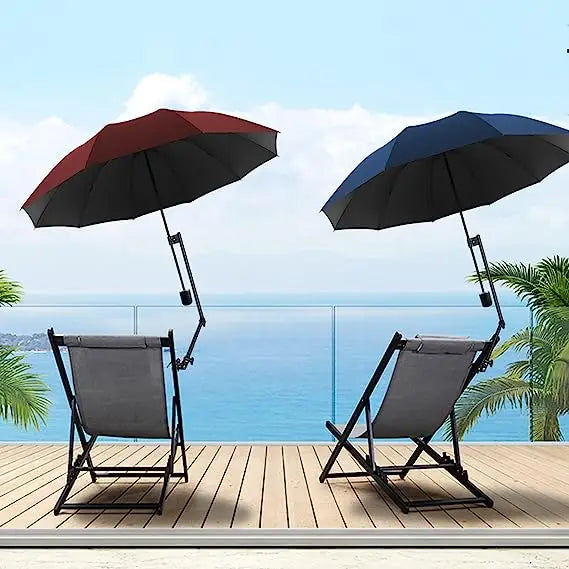 UPF 50+ Portable Golf Beach Umbrella Adjustable Universal Clip Nylon Fully-Automatic Manual Adults Popular Wooden Rubber Plastic