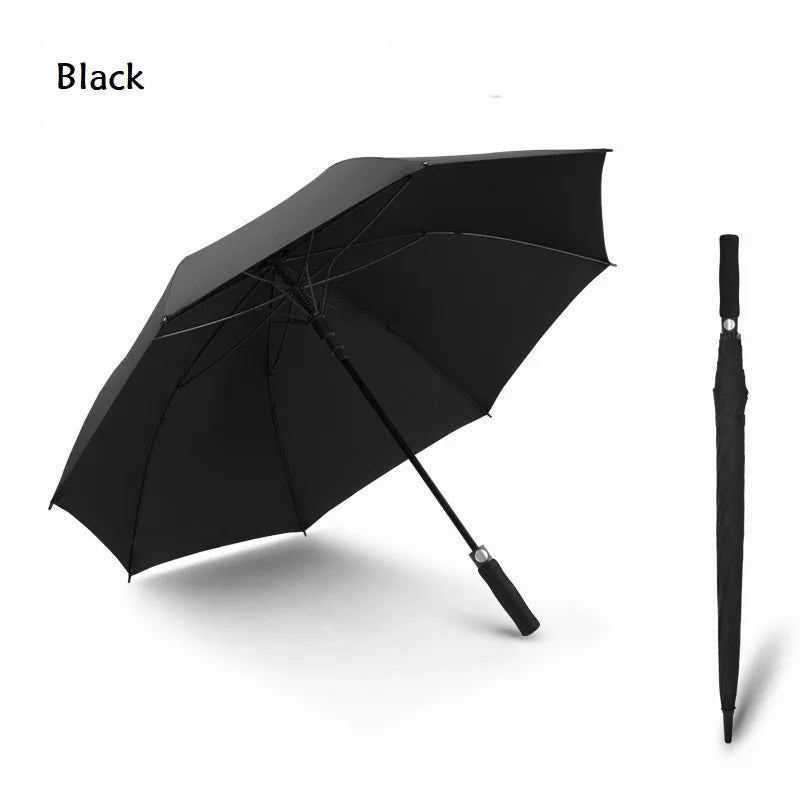 Business Luxury Golf Umbrella With UV Printed 27inch 8K Straight 120CM-130CM Windproof Pongee Fabric EVA Handle Rain Umbrella