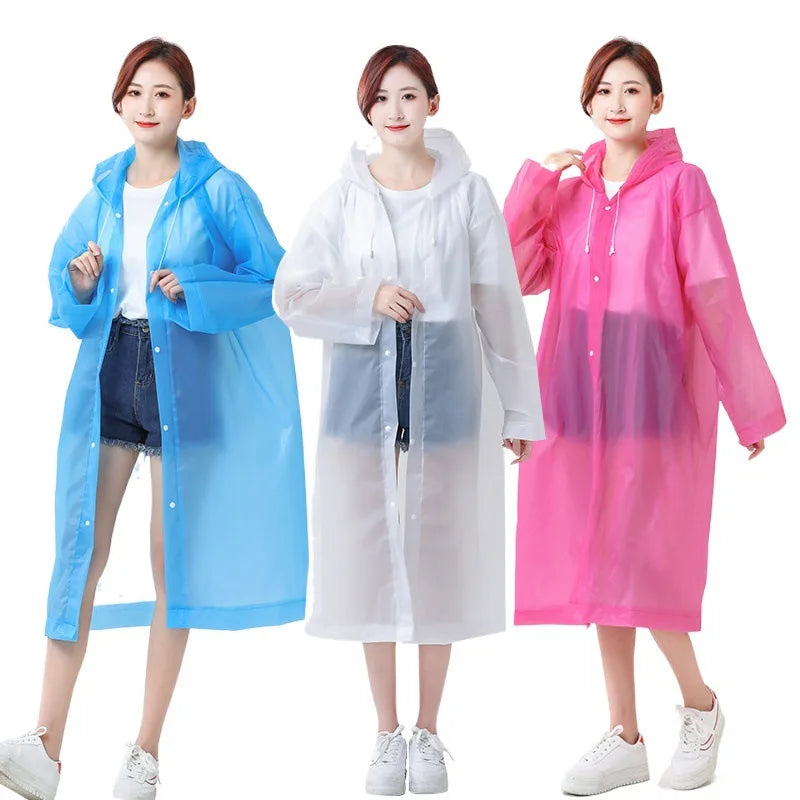 Rain Poncho Waterproof Hooded Long Clear Raincoat for Adults Men and Women Rainwear Reusable EVA Unisex Camping Outdoor Event Main image