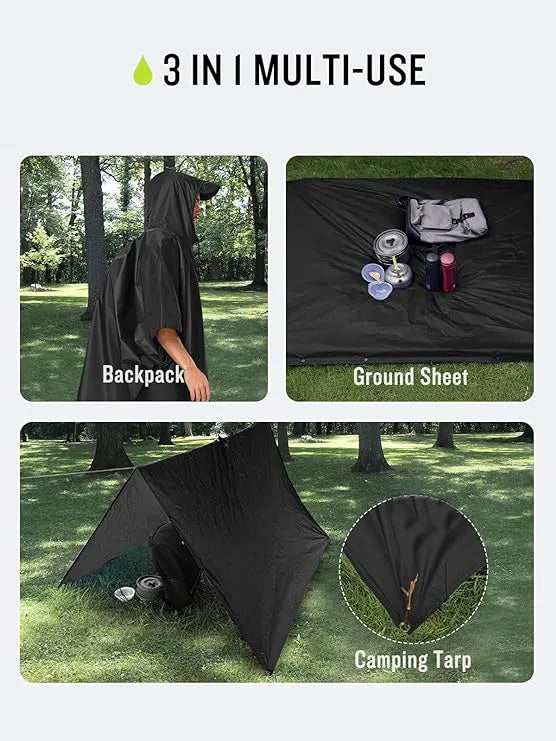 Hooded Rain Poncho XXL Raincoat Jacket for Cycling Custom Logo Printed Waterproof Camping 100% Polyester for Men & Women