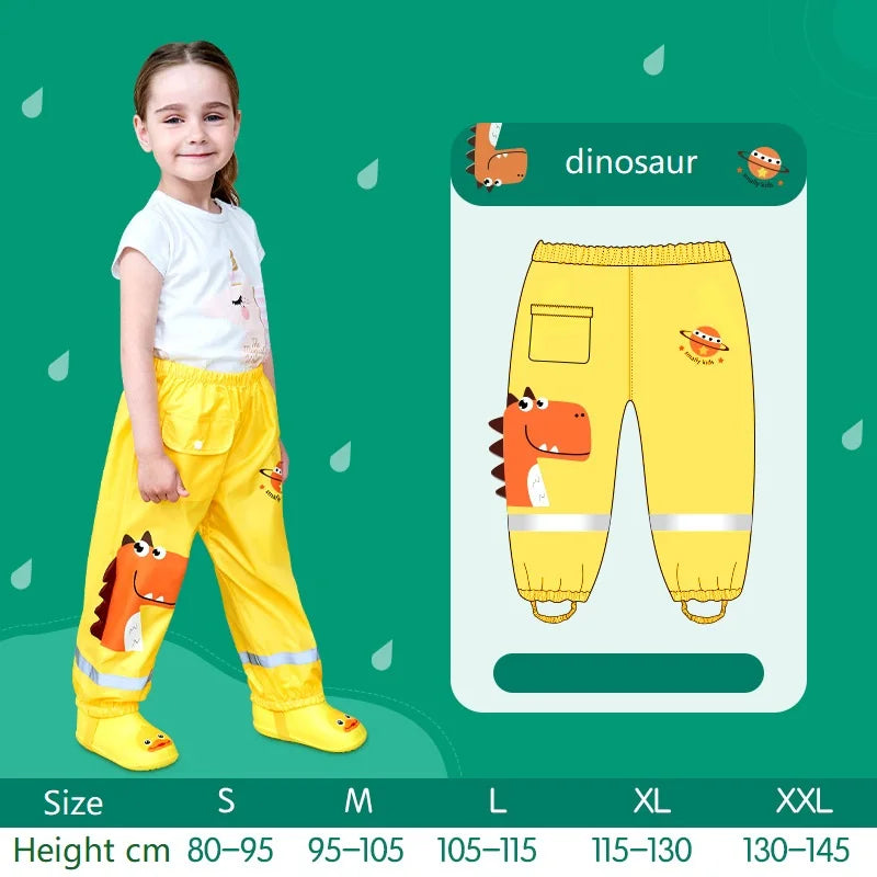 Unisex Children's Dinosaur Print Raincoat and Pants Waterproof Plastic Durable for Camping and Fishing With Custom Logo