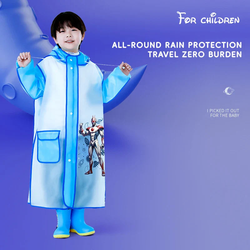 Factory  High Quality Thickened EVA Waterproof Kids Poncho Cartoon Rain Coat for School Children