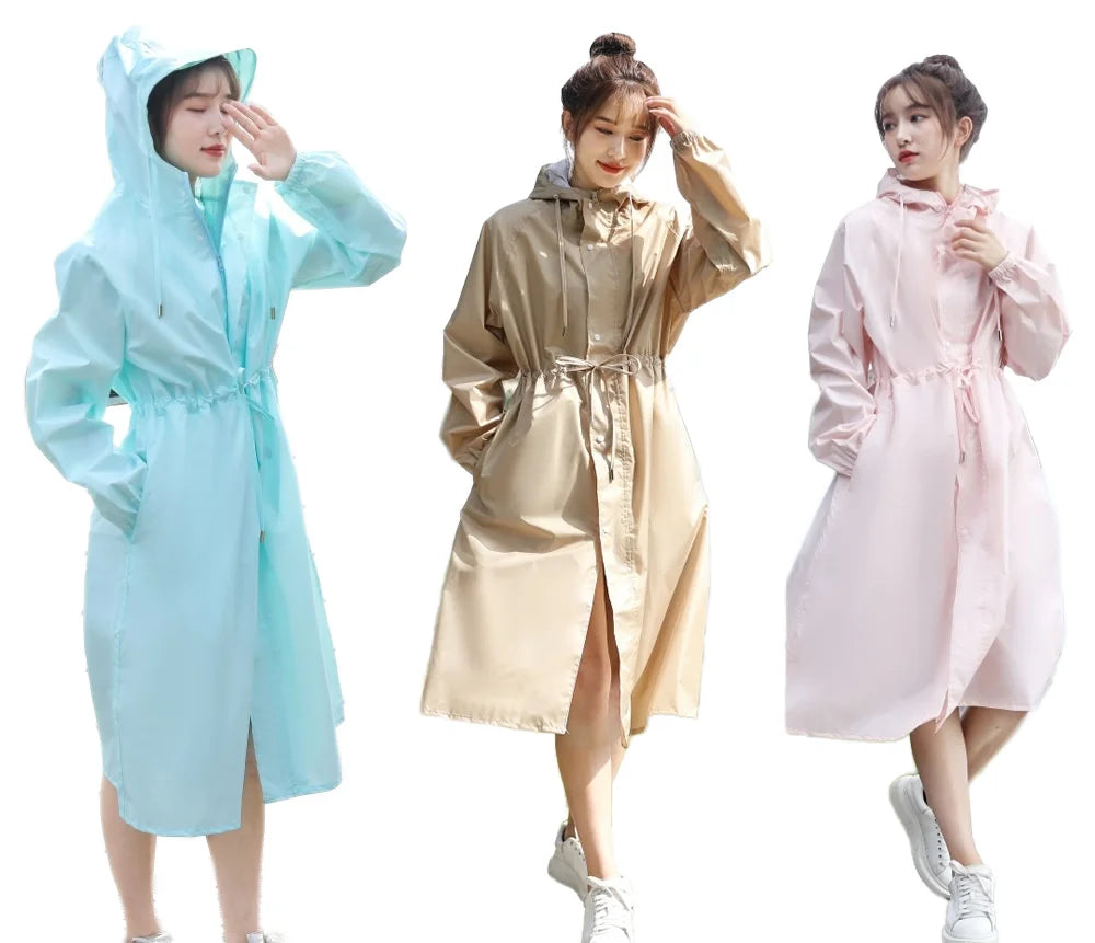 Japan South Korea Women's Lightweight Nylon Raincoat Breathable Long Fashion Waterproof Raincoat Leisure Hiking Wind Girls Main image