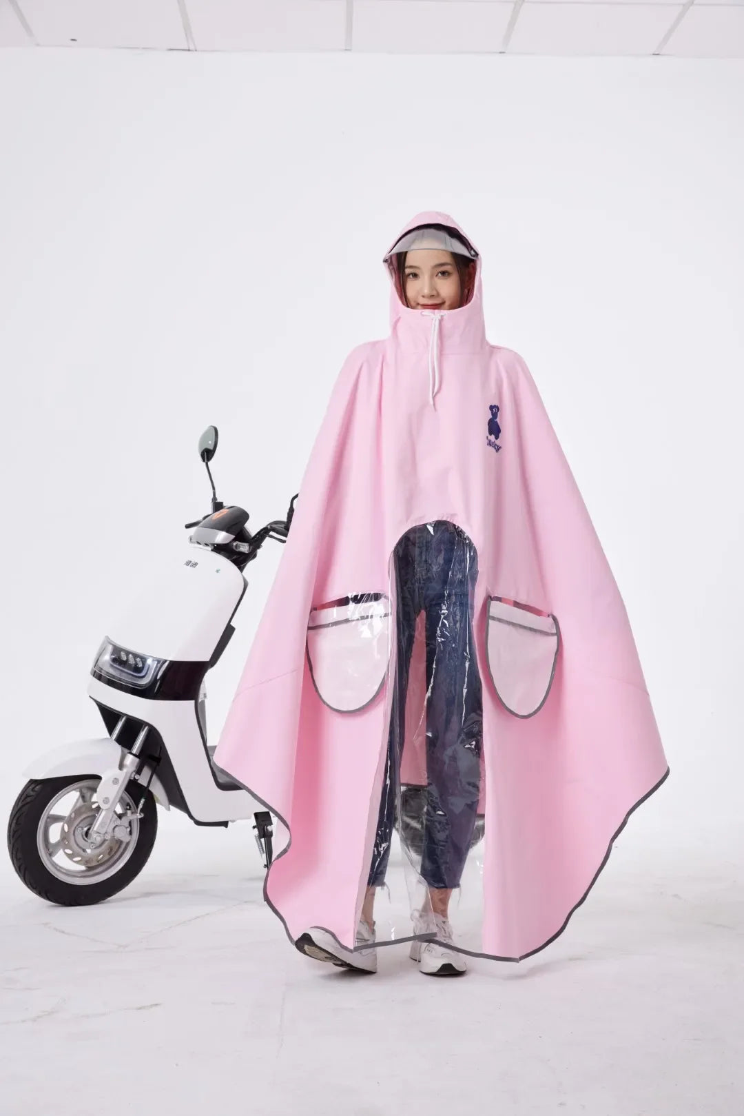 Modern Design Adult Ladies and Girls EVA Long Raincoat Backpack Waterproof Windproof for Outdoor Electric Bicycle