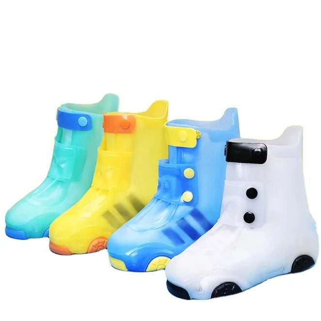 Lightweight Anti-Slip PVC Outdoor Shoes Cover for Boys and Girls High-Style Mid-Calf Children Rain Boots With Insole for Babies Main image