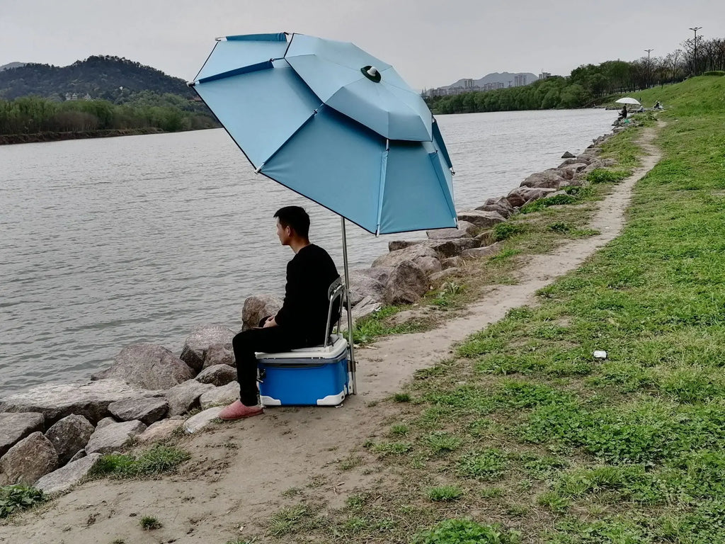 Fishing Umbrella Buckle Flower Double-layer Thickened Windproof Universal Full Shading Parasol