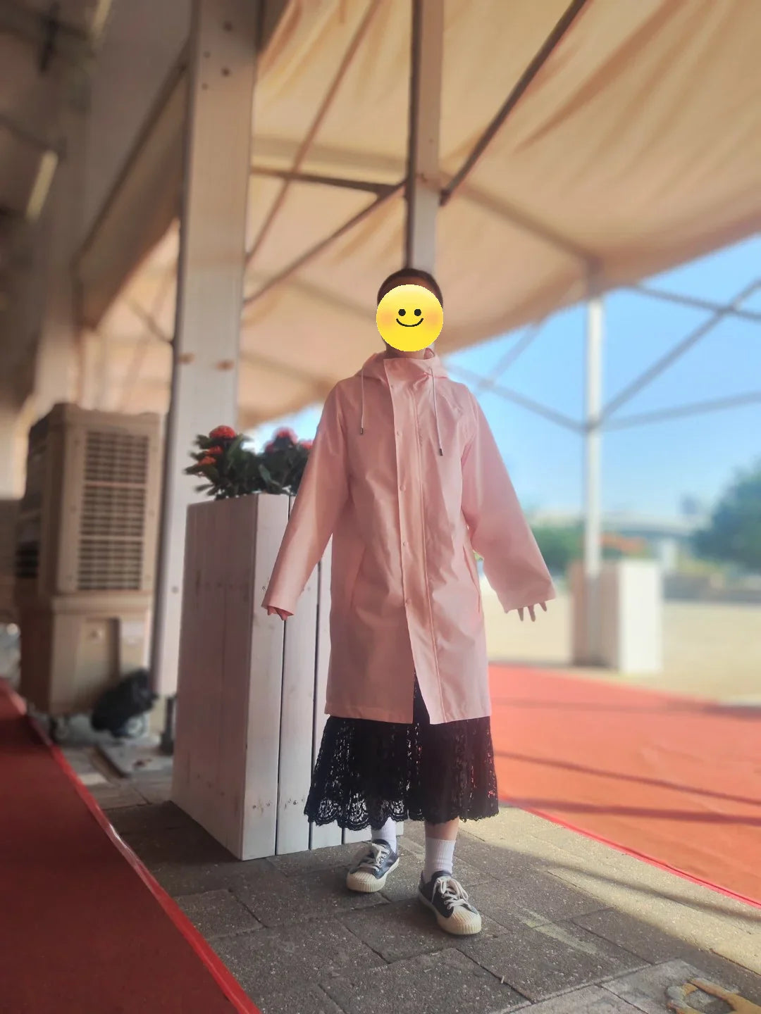 South Korea Fashion Trench Coat Custom Long Pink Waterproof Rain Poncho Breathable Lightweight Design High Windbreak Travel Secondary image