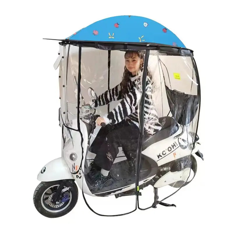 Full Covered Electric Bike Umbrella Outdoor Windproof Sunshade Cover Motorcycle Umbrella Motor Bike Canopy