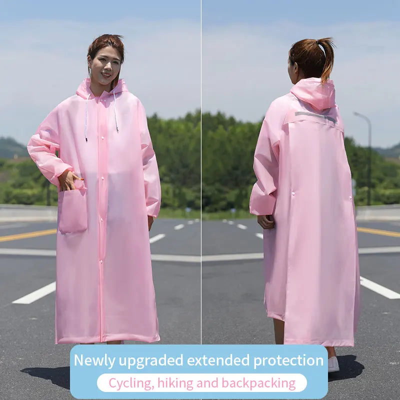 EVA Waterproof Rain Poncho Women Men High Durable Reusable Raincoat Hood Environmentally Protected Customizable Logo Hiking