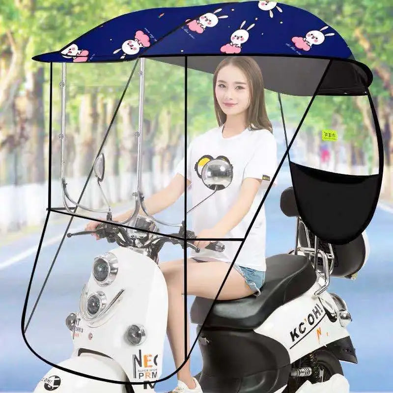 Universal Anti-UV Waterproof Sun Shade Rain Cover Motor Scooters Mobility Electric Cars Fully Enclosed Automatic Open UV