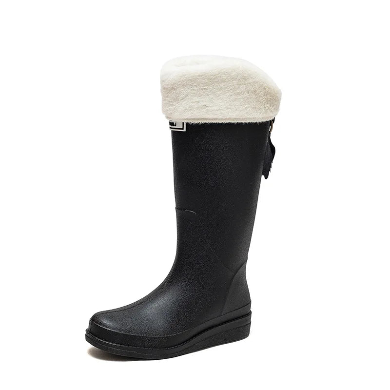 Lady Fashion Anti-Skid Rubber Women's Long Water Shoes Martin Rain Boots Waterproof Steel Insole for Work Winter Use Secondary image