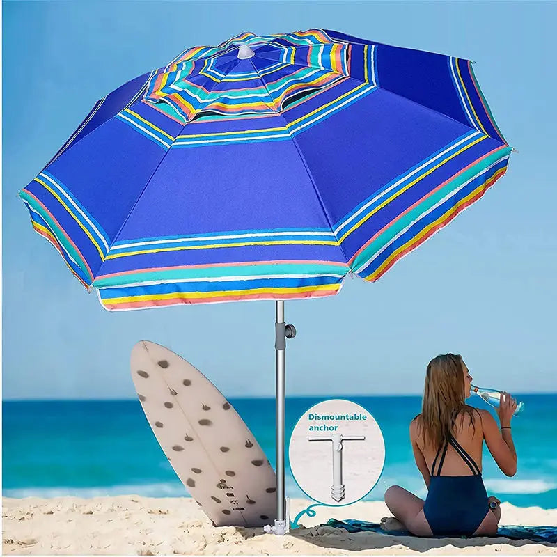 Beach Umbrella Bohemian Style Manual Control Sunshade Featuring UV Customizable Pongee Fabric Adults Straight Manual Store Rain Secondary image
