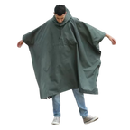 Green Waterproof Raincoat Poncho Adults Customized Letters Printing PVC Material One Size Hooded Style Outdoor Hiking Rainy Days