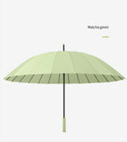 23-Inch 24K Japan Design Straight Umbrella Leather Handle Windproof Rain Customizable Logo Fabric Material Promotional Features