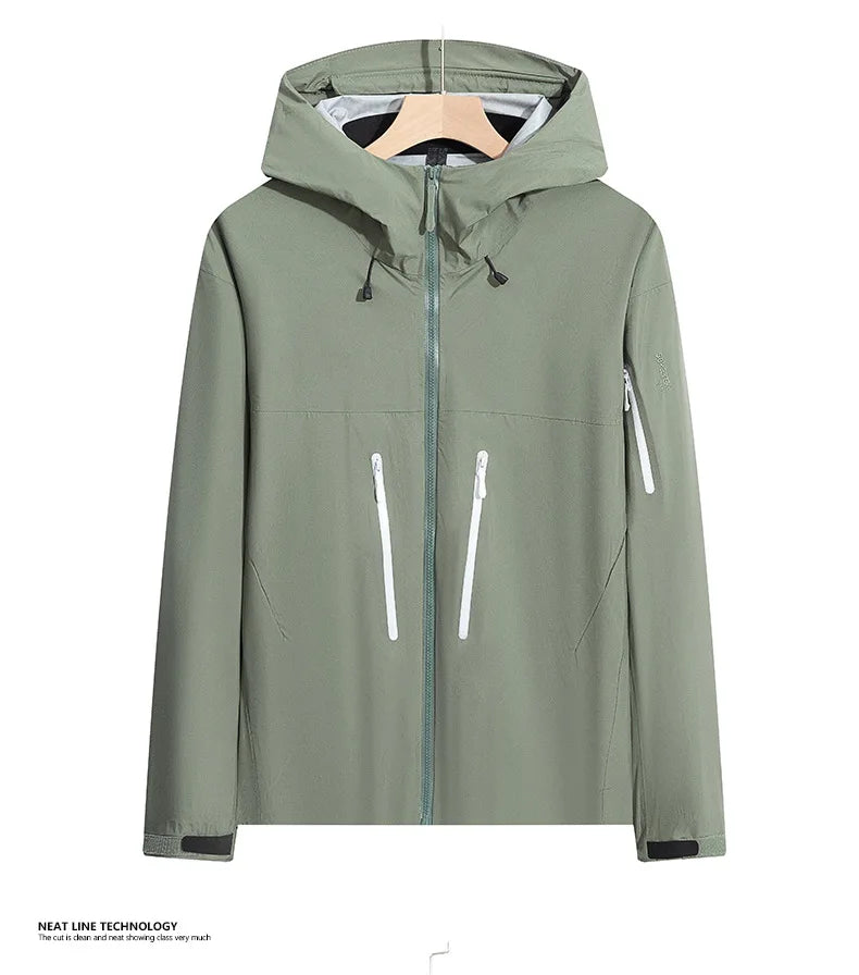 Men's Insulated Windbreaker  Rain Shell Jacket Waterproof Lightweight Softshell Hooded With PVC for Hiking Main image
