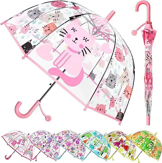 Kids Windproof Bubble Umbrella Cheap Rain Gear Clear Safety Dome Fabric Handle and Frame for Boys and Girls Metal Plastic Modern