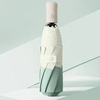 Korean Japanese Ins Small Fresh Ladies Umbrella Three Folding Customized Logo Two Color Stitching Plastic Handle Business 6K