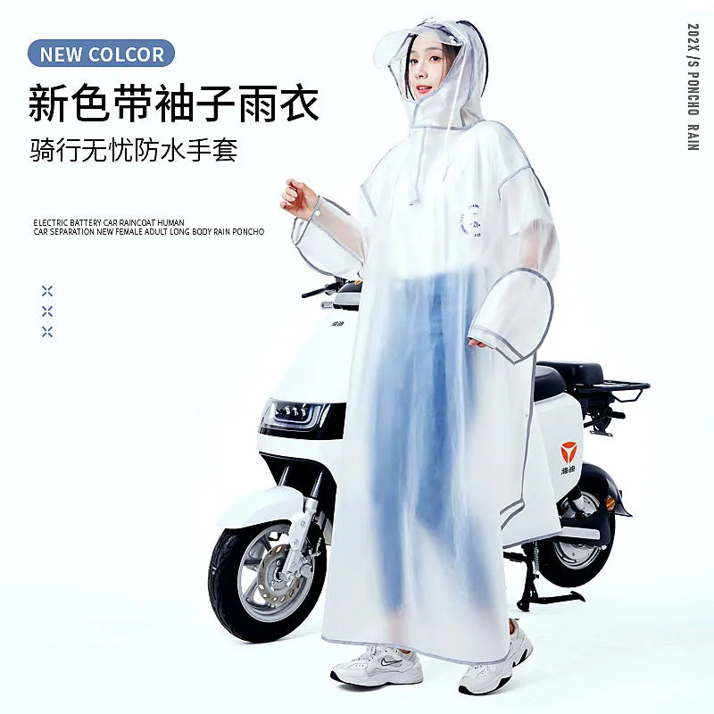 Thickened EVA Waterproof Motorcycle Scooter Raincoat Windbreaker Long Rain Coat Customized logo