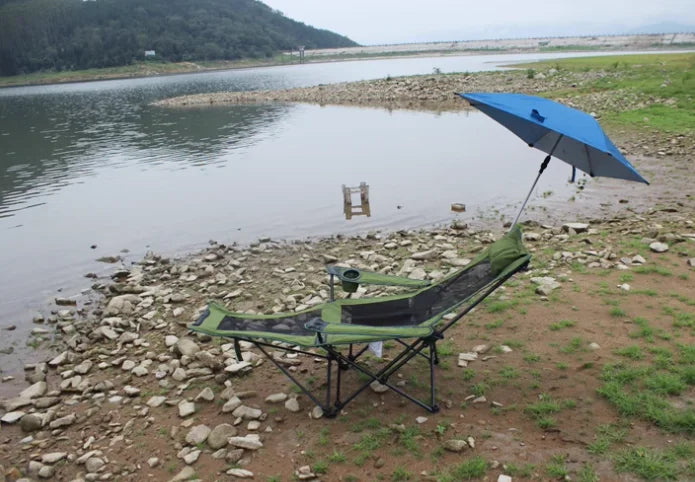 Outdoor Sunshade Chair With Foot Support, Beach Fishing Chair, Lunch Break Folding Lounge Chair, Portable Secondary image