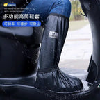 PVC Mid-Calf Rain Boots Waterproof Warm Reusable Rubber Autumn Motorcycle Riding Recyclable PVC Shoe Cover Protector LED Light
