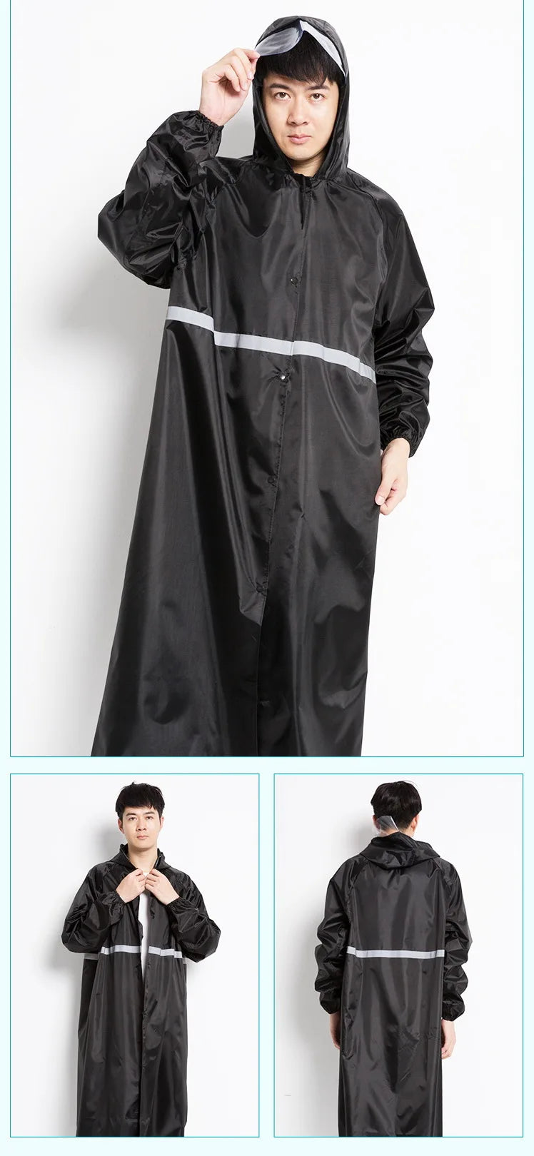 Motorcycle Raincoats  Long Reflective Customs Poncho One-piece Waterproof Rain Coat for Adult