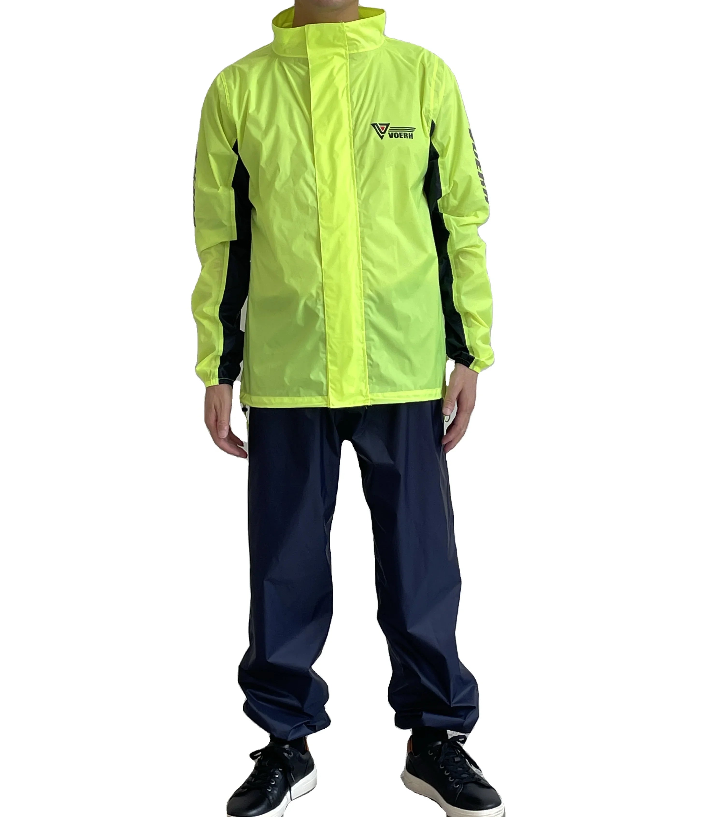 Nylon Waterproof Rain Coat Motorcycle Raincoat Weight Rain Jacket Rain Suits Pants Raincoat Hooded Fluorescent Green Secondary image