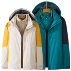 Custom Men Women Couple Hooded Detachable Double Layer Polar Fleece Ski Suit Hiking Jacket Unisex Waterproof Breathable Raincoat