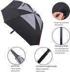 34 Inch Windproof Automatic Golf Umbrella Large Size Square With Vented Stick Sturdy and Hanging Design for Adults Man Woman