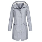 Women's Long Hooded Rain Jacket Outdoor Raincoat Windbreaker Raincoat Waterproof