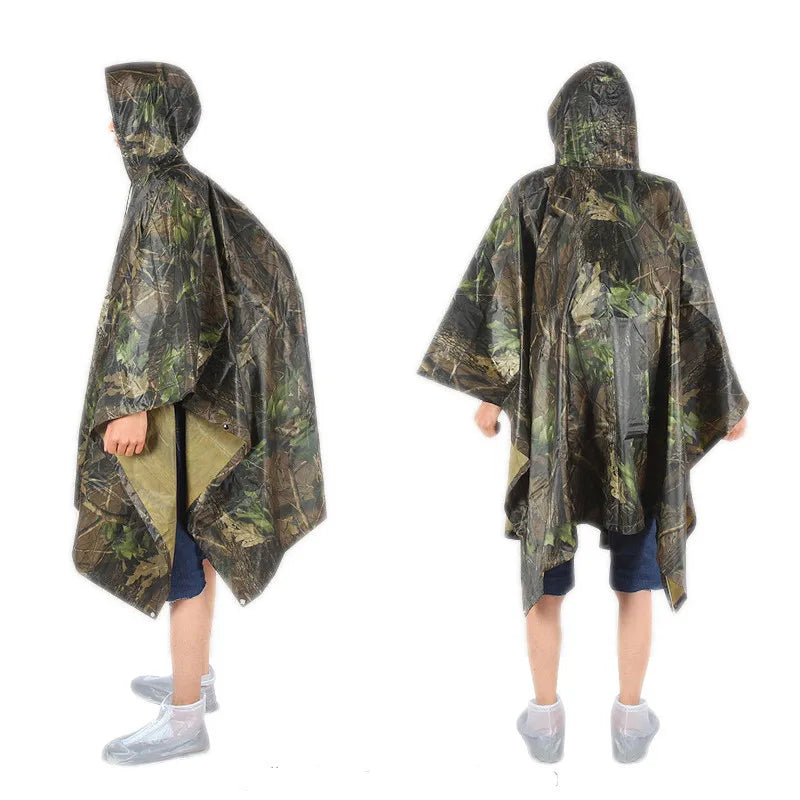 Custom Designed Waterproof Breathable Polyester Rain Cape  Hood Motorcycle Raincoat Folded In's Own Pocket
