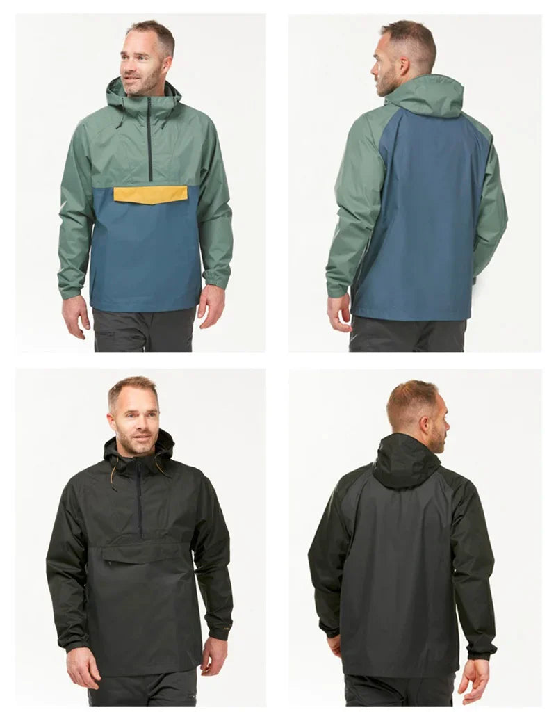 Hooded Rain Jacket Waterproof Men Running Cycling Outdoor Jacket Windbreaker Windproof Bike Raincoat Adjustable Hooded Jacket