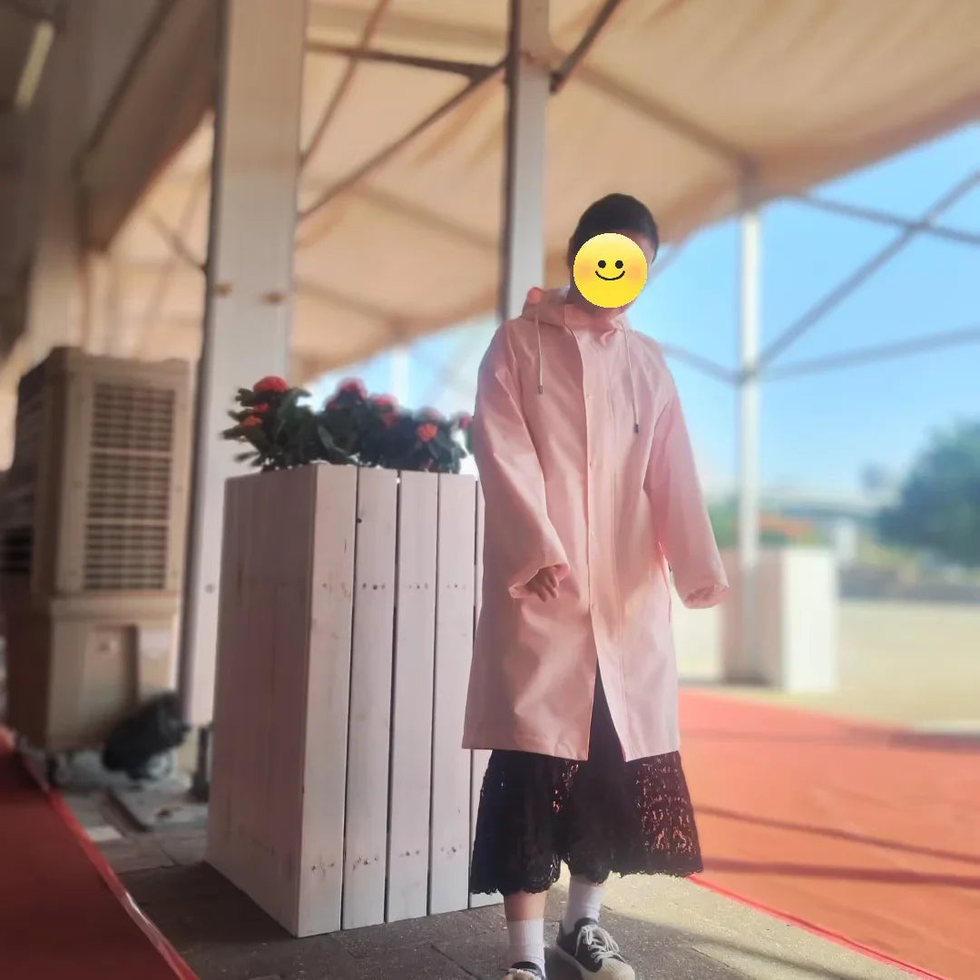 South Korea Fashion Trench Coat Custom Long Pink Waterproof Rain Poncho Breathable Lightweight Design High Windbreak Travel Main image