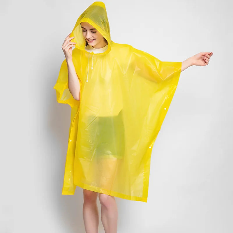 High Quality EVA Reusable Raincoat Emergency Rain Gear Jacket PEVA Adults Rain Poncho With Hood  Rain Jacket for Travel Hiking