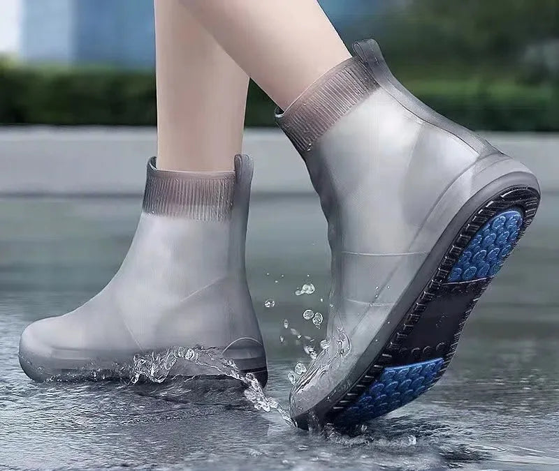 Men's Women's Waterproof Rain Boots Cover Rain Gear Thickened Shoe Covers Non-Slip Shoe Cover for Adult Easy Storage