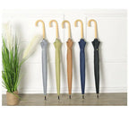 Luxury 23-Inch Oversize Business Umbrella 16K Ribs Japan Style Fashion Wood Handle New Fabric Promotional Advertising Umbrella