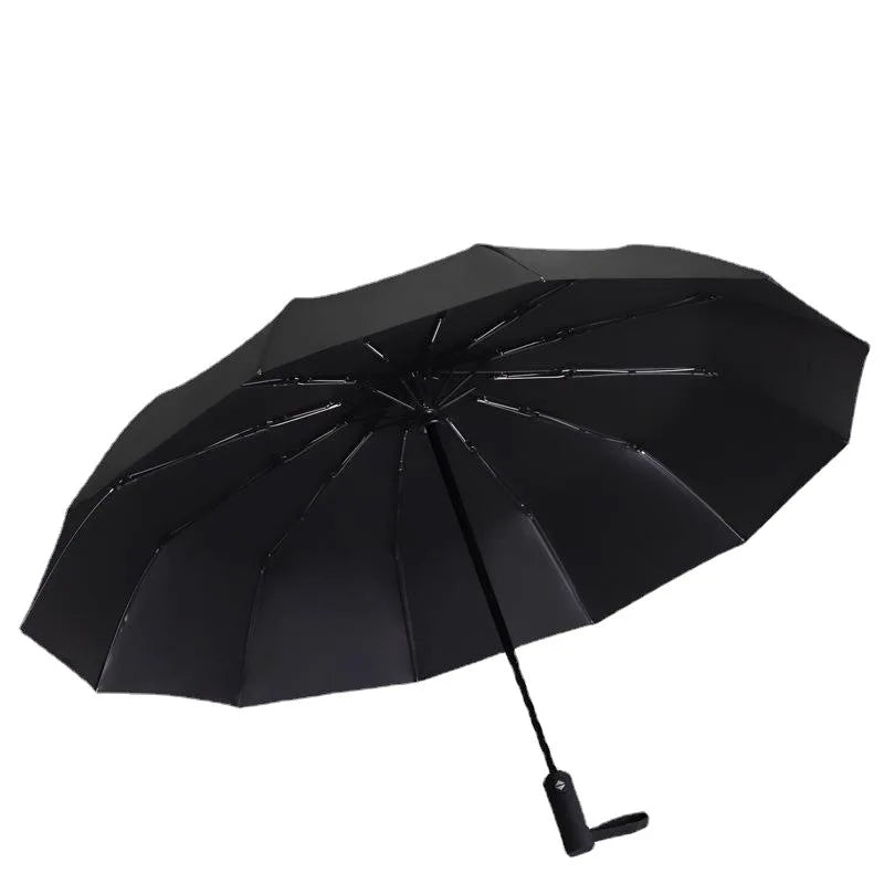 Factory 25 Inch 3-Folding Polyester Umbrellas High Quality Handle With UV Coating 12 Rib Design Fully-Automatic for Wholesale