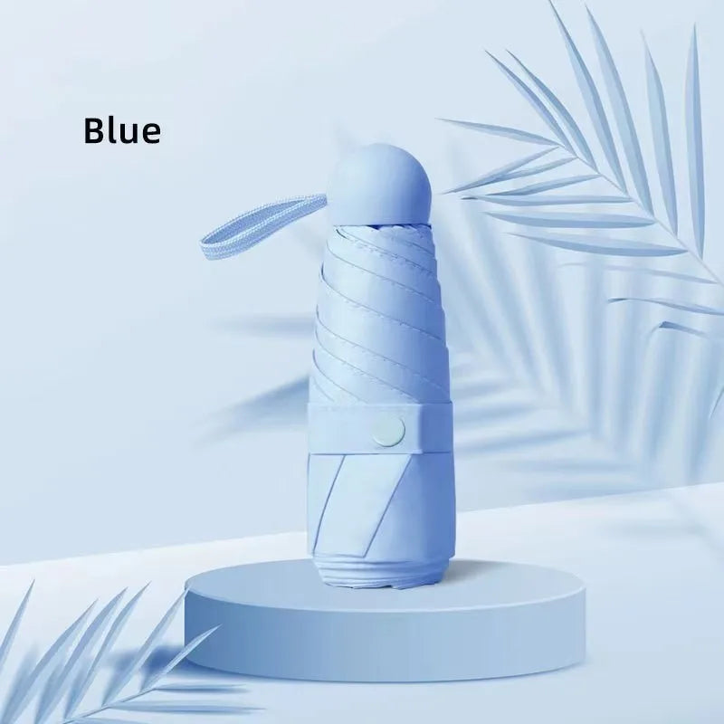 Super Mini Pocket Compact UV 5-Folded Umbrella With Automatic Open Fabric Case for Sun Protection for Travel