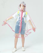High Quality EVA Transparent Kids Raincoat Waterproof School Baby Cape With Zipper Back to School Travel Gear-Size XL