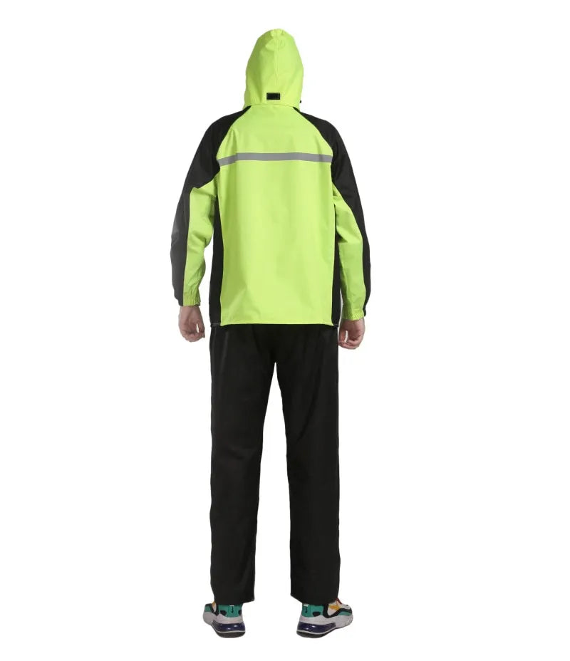 Custom Reflective Rainstorm Suit Waterproof Motorcycle Raincoat Pants and Jacket With Hooded Rain Gear