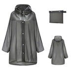Women and Unisex Reusable Waterproof Long EVA Rain Poncho Packable Hooded Rain Jacket for Adults for Tourism and Motorcycle Use