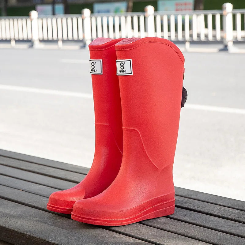 Lady Fashion Anti-Skid Rubber Women's Long Water Shoes Martin Rain Boots Waterproof Steel Insole for Work Winter Use