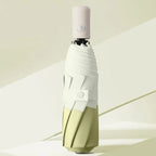 Korean Japanese Ins Small Fresh Ladies Umbrella Three Folding Customized Logo Two Color Stitching Plastic Handle Business 6K