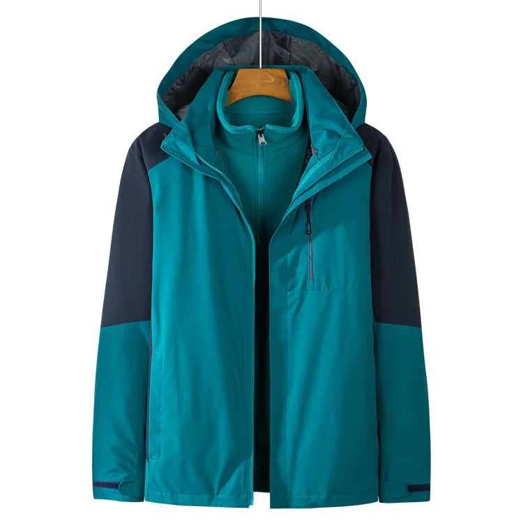 Adult Outdoor Rain Jacket Waterproof Hooded Windbreaker Lightweight Rain Wear With Removable Fleece Liner Motorcycle Raincoat